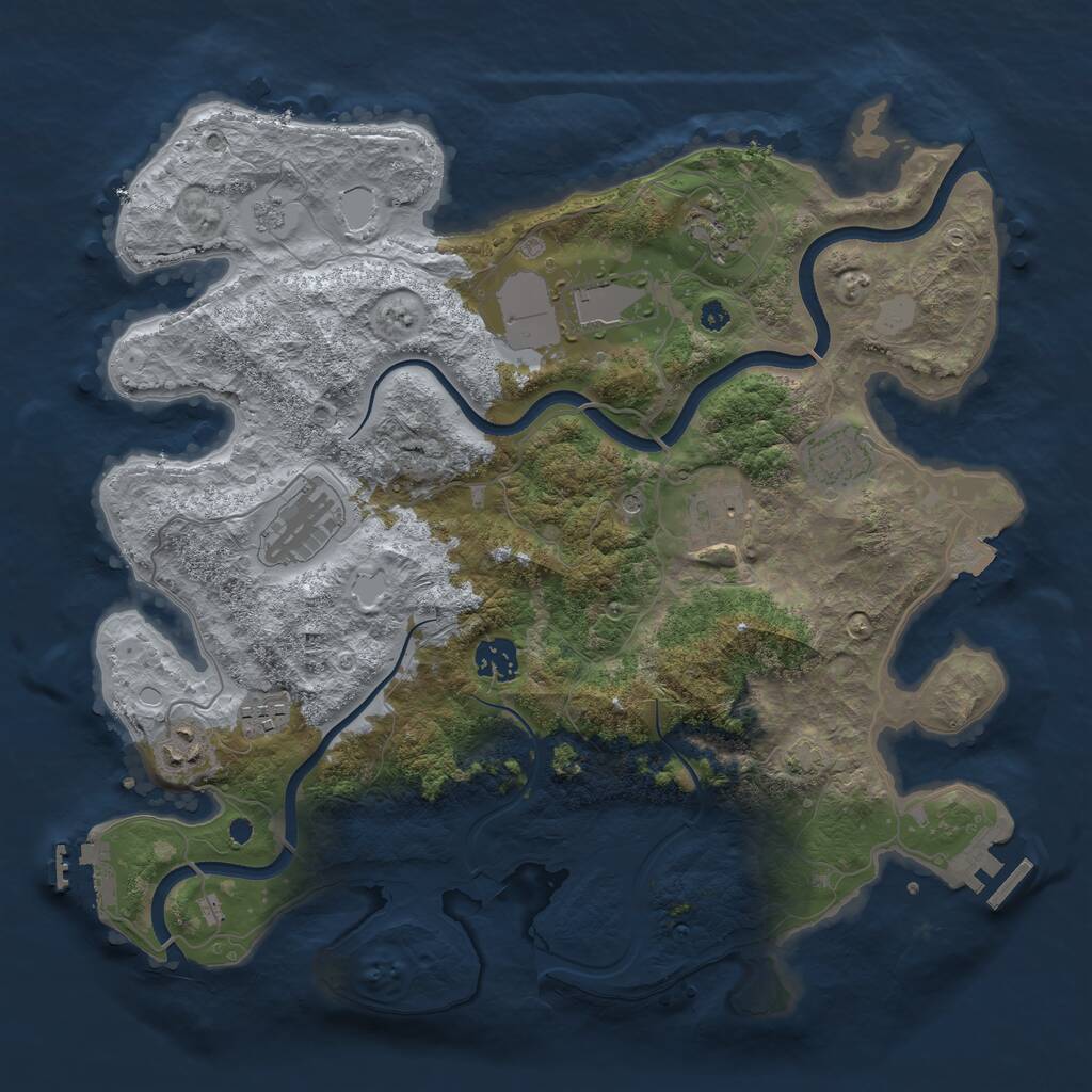 Rust Map: Procedural Map, Size: 3700, Seed: 12, 14 Monuments