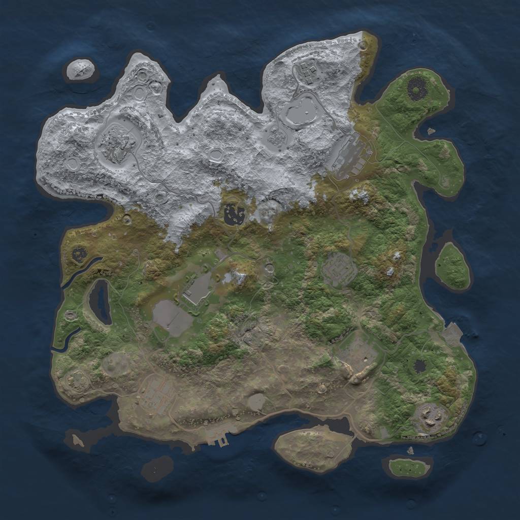 Rust Map: Procedural Map, Size: 3500, Seed: 431197390, 16 Monuments