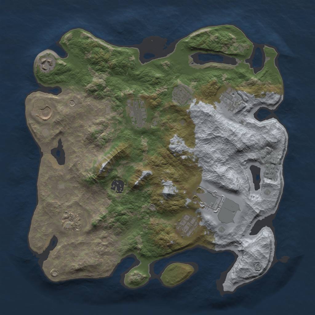 Rust Map: Barren, Size: 3500, Seed: 439856521, 13 Monuments