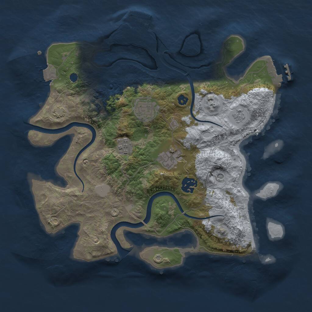 Rust Map: Procedural Map, Size: 3000, Seed: 942083514, 10 Monuments