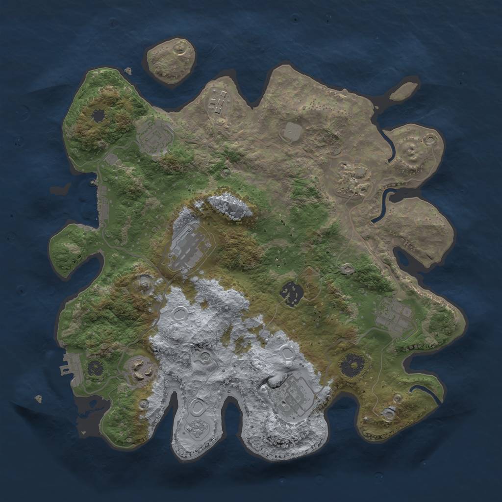 Rust Map: Procedural Map, Size: 3250, Seed: 23294, 15 Monuments