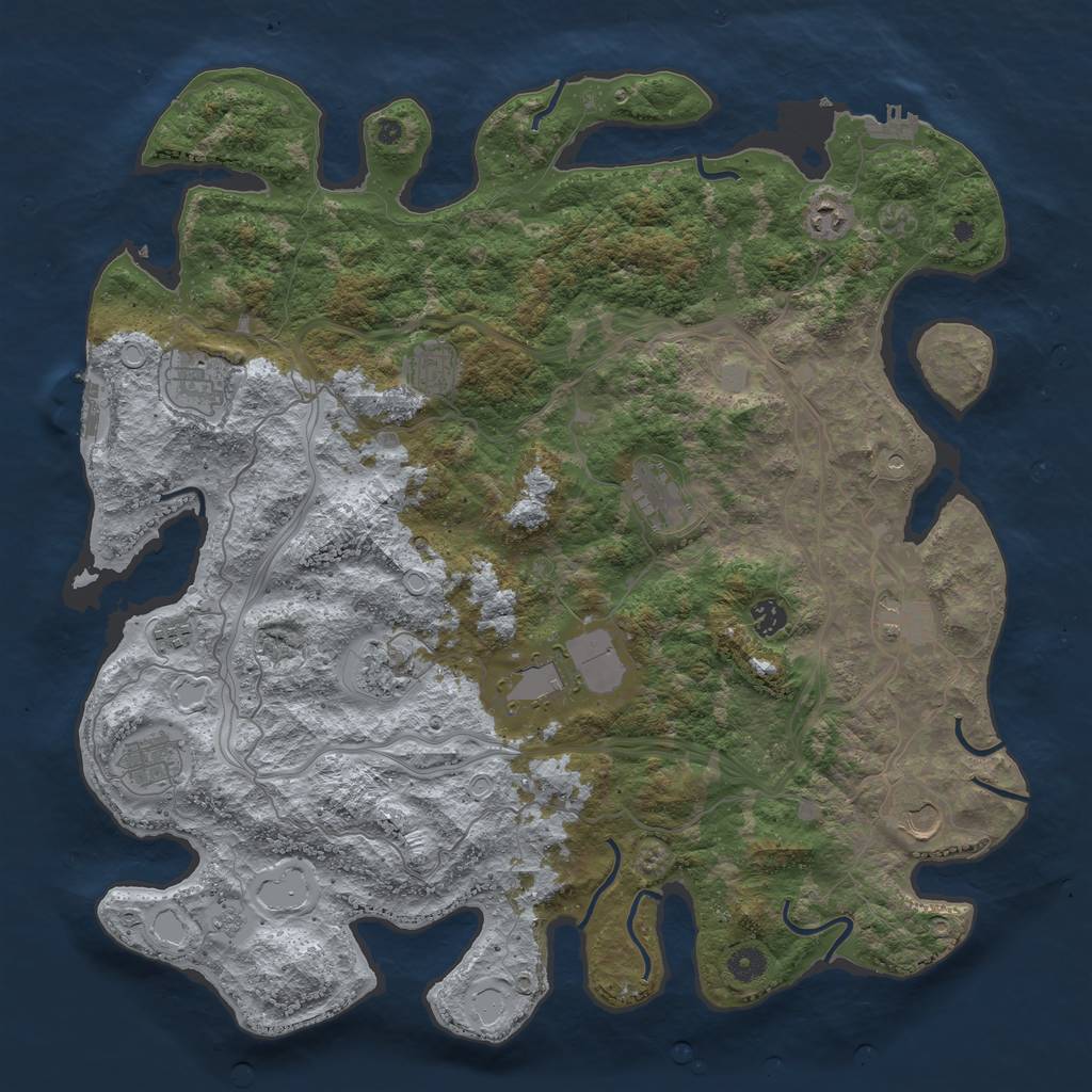 Rust Map: Procedural Map, Size: 4500, Seed: 341503894, 18 Monuments