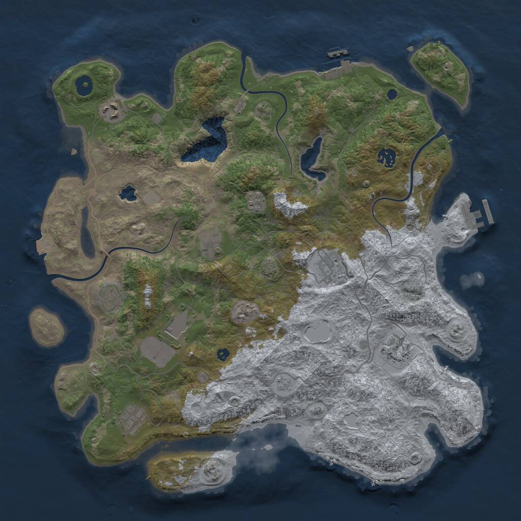 Rust Map: Procedural Map, Size: 4096, Seed: 45659, 15 Monuments