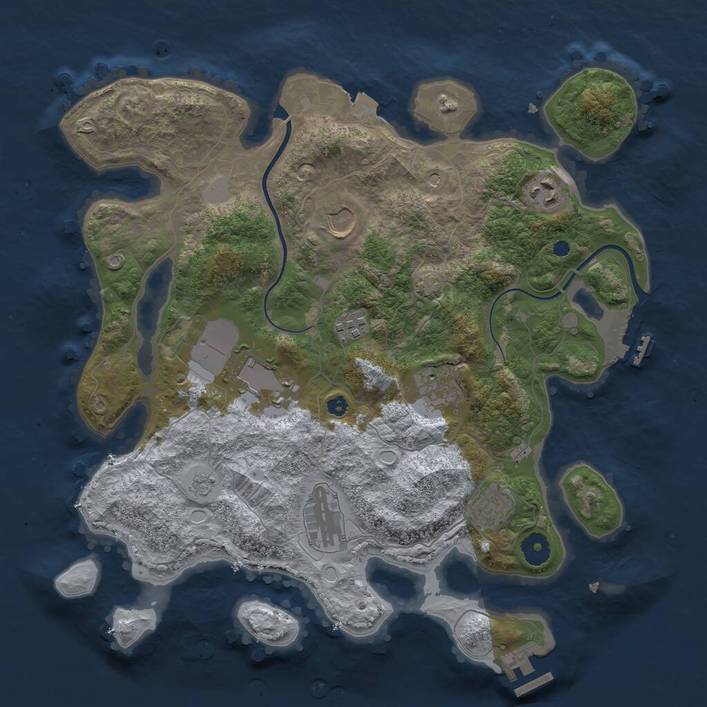 Rust Map: Procedural Map, Size: 3500, Seed: 887281183, 13 Monuments