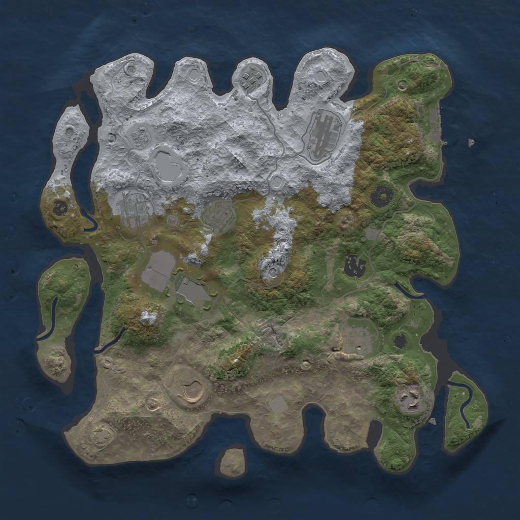 Rust Map: Procedural Map, Size: 3500, Seed: 950306, 16 Monuments