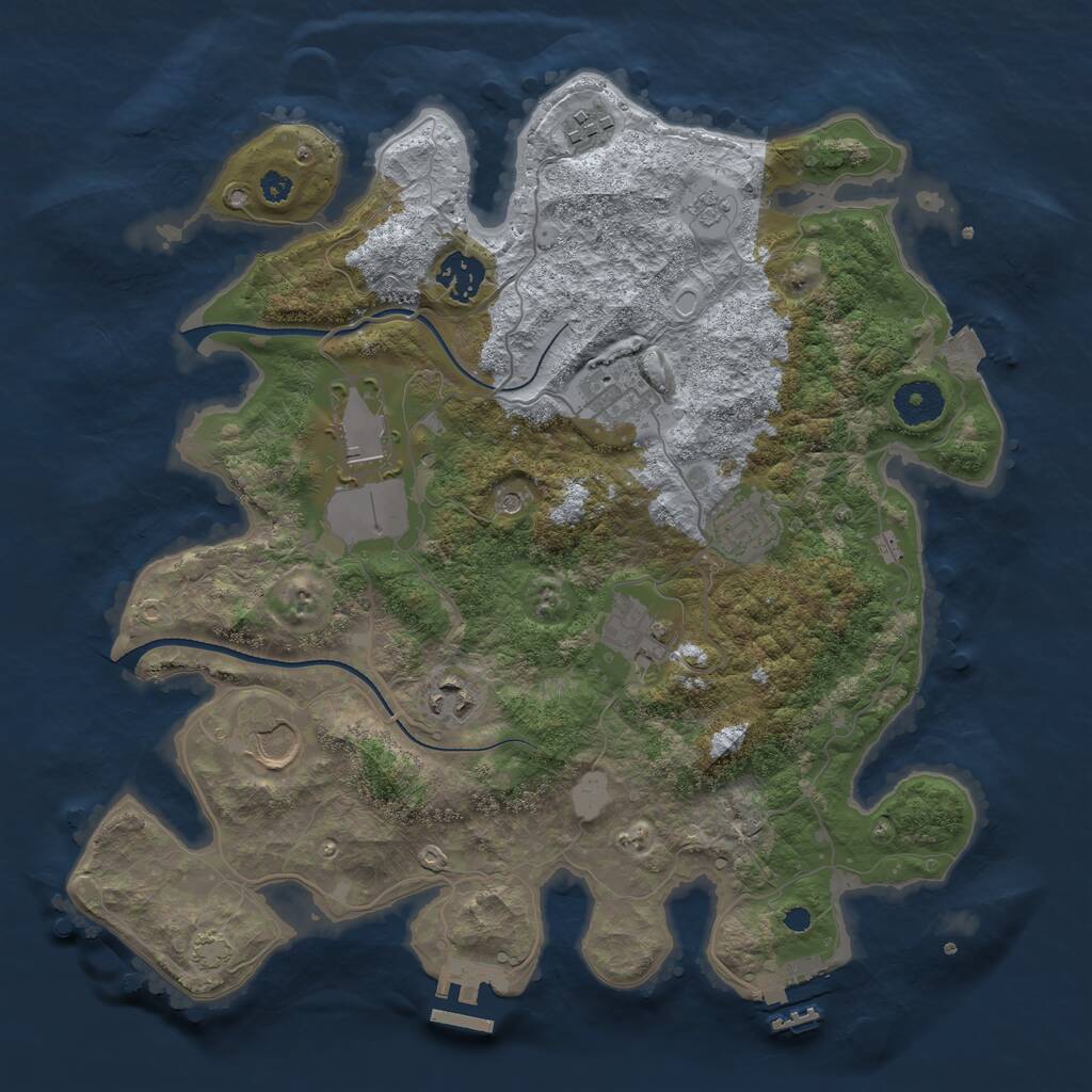 Rust Map: Procedural Map, Size: 3500, Seed: 1674789, 14 Monuments
