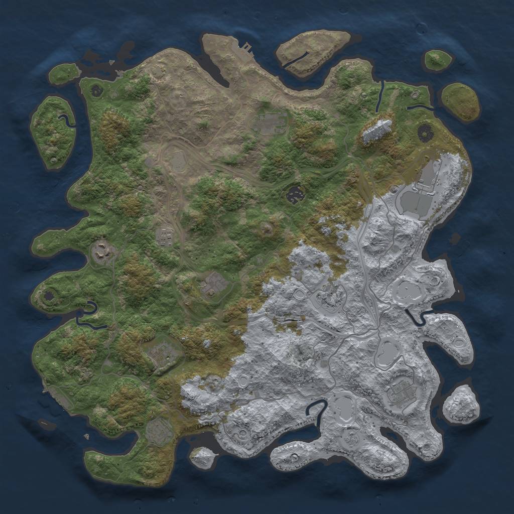 Rust Map: Procedural Map, Size: 4500, Seed: 843026263, 18 Monuments