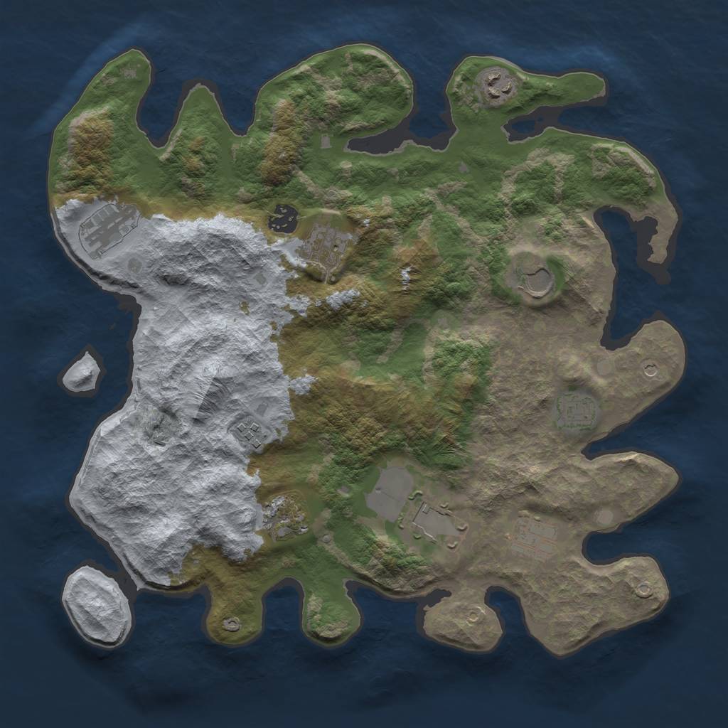 Rust Map: Barren, Size: 3700, Seed: 2122226196, 13 Monuments
