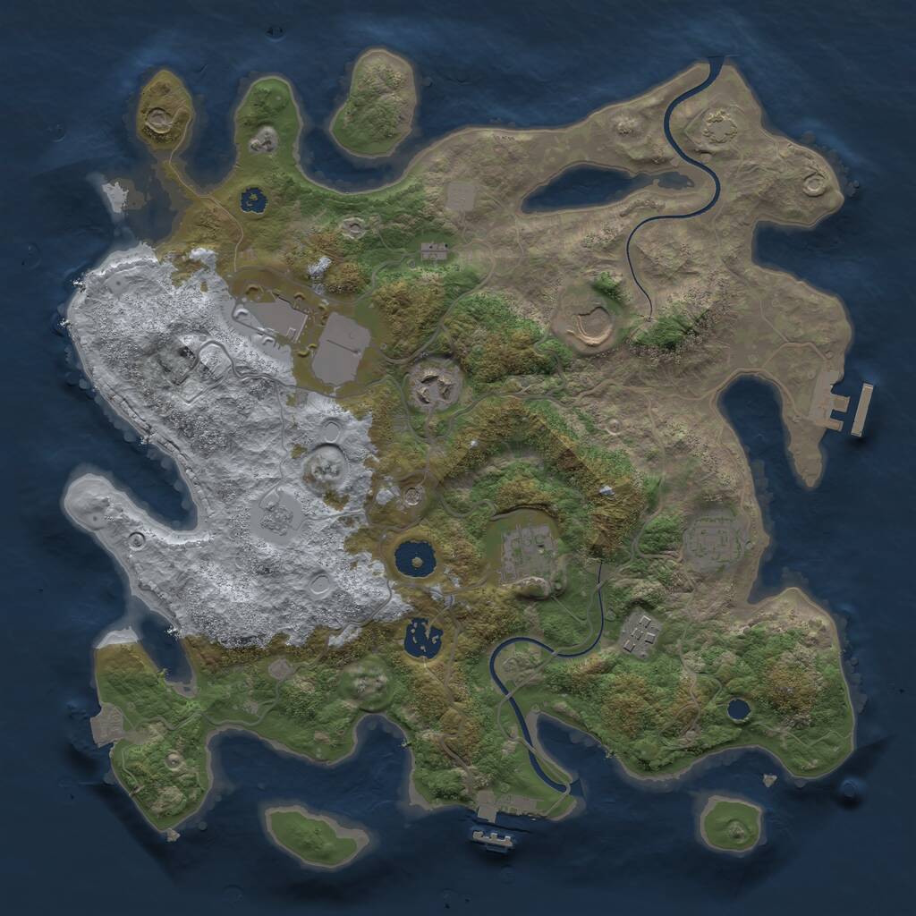 Rust Map: Procedural Map, Size: 3500, Seed: 506859060, 13 Monuments