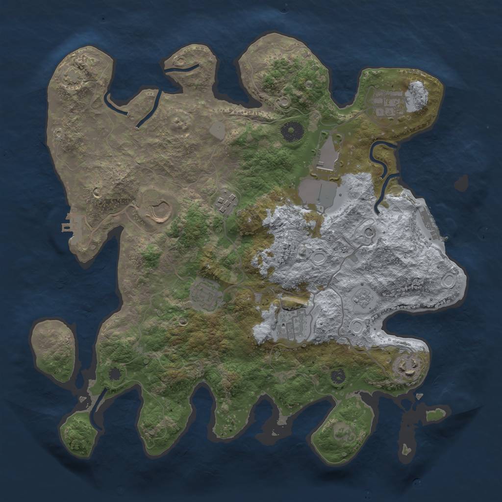 Rust Map: Procedural Map, Size: 3500, Seed: 1061803157, 15 Monuments