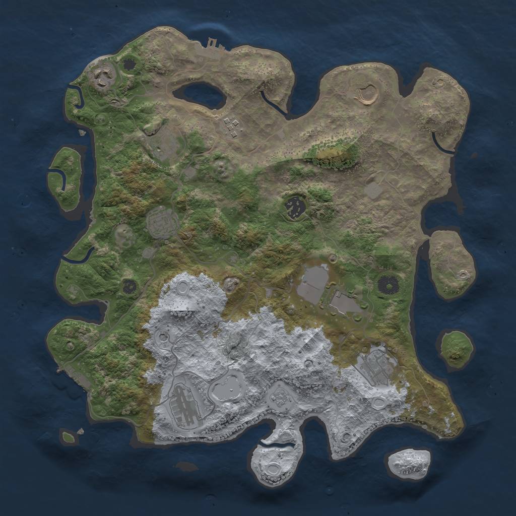 Rust Map: Procedural Map, Size: 3750, Seed: 1324905752, 16 Monuments