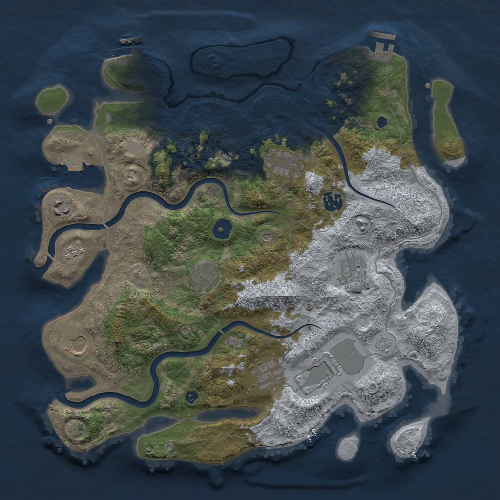Rust Map: Procedural Map, Size: 3800, Seed: 750042, 15 Monuments
