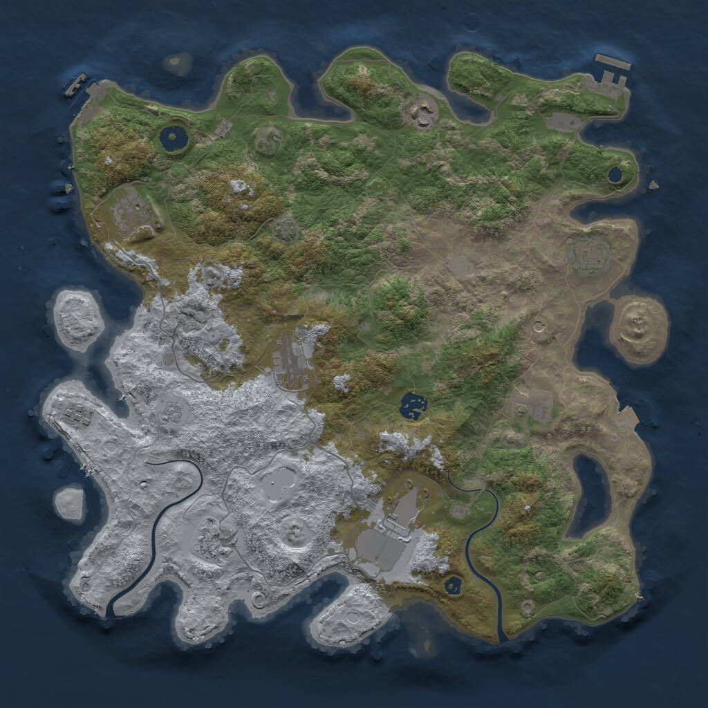 Rust Map: Procedural Map, Size: 3978, Seed: 64397193, 15 Monuments