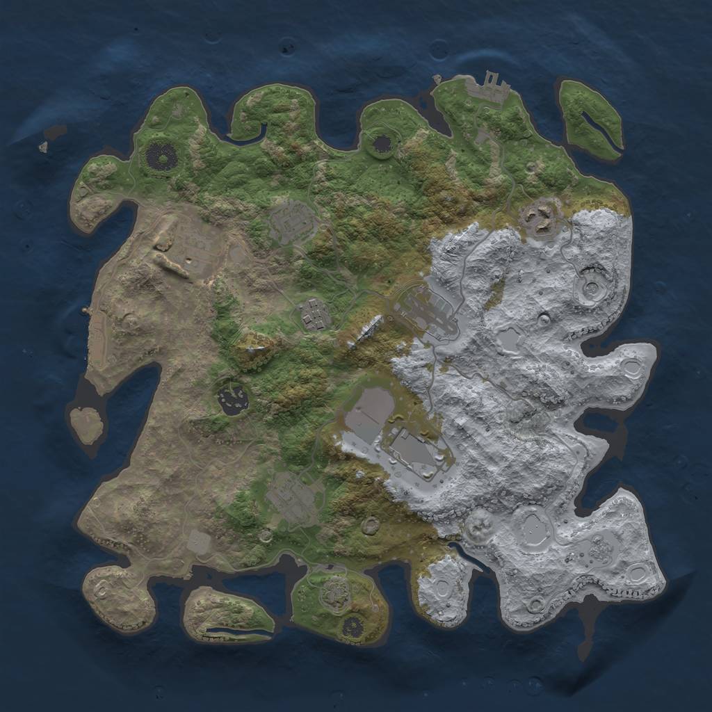 Rust Map: Procedural Map, Size: 3500, Seed: 56842, 16 Monuments