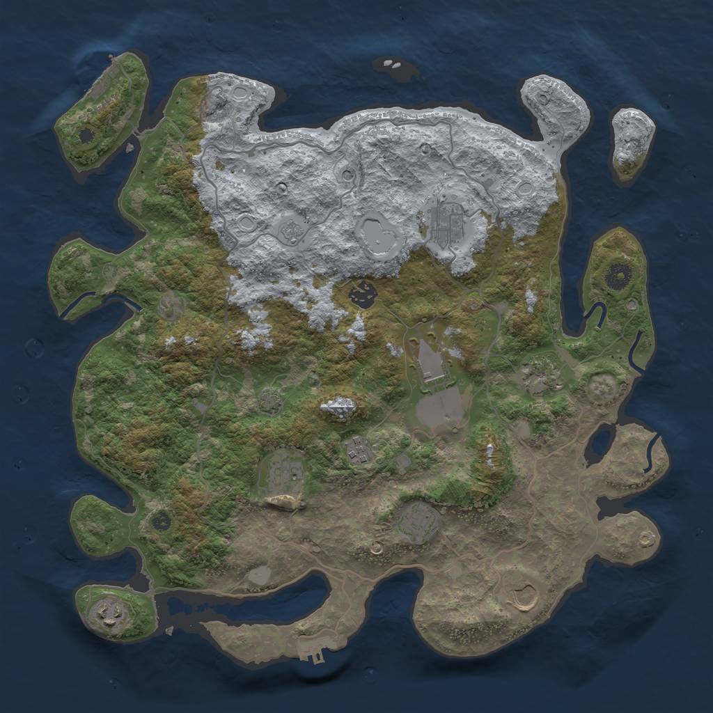 Rust Map: Procedural Map, Size: 4000, Seed: 541875196, 17 Monuments