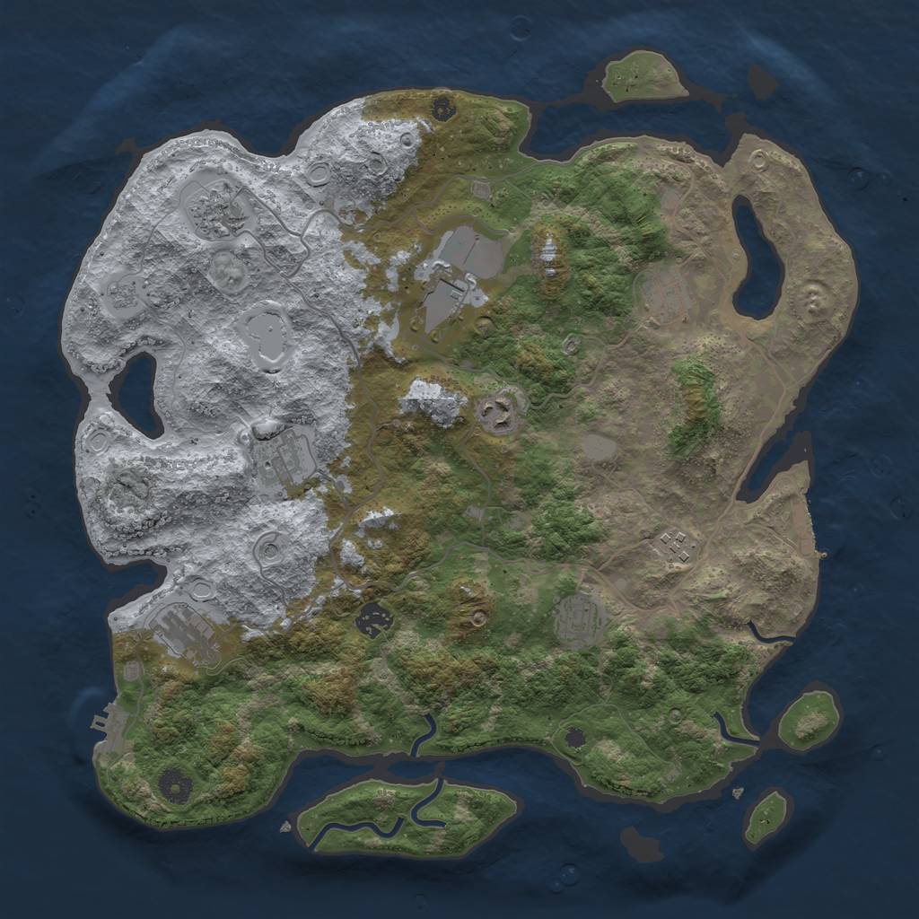 Rust Map: Procedural Map, Size: 4000, Seed: 125525, 16 Monuments
