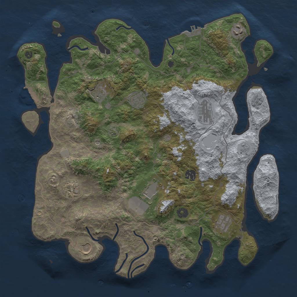 Rust Map: Procedural Map, Size: 4000, Seed: 1592963188, 17 Monuments