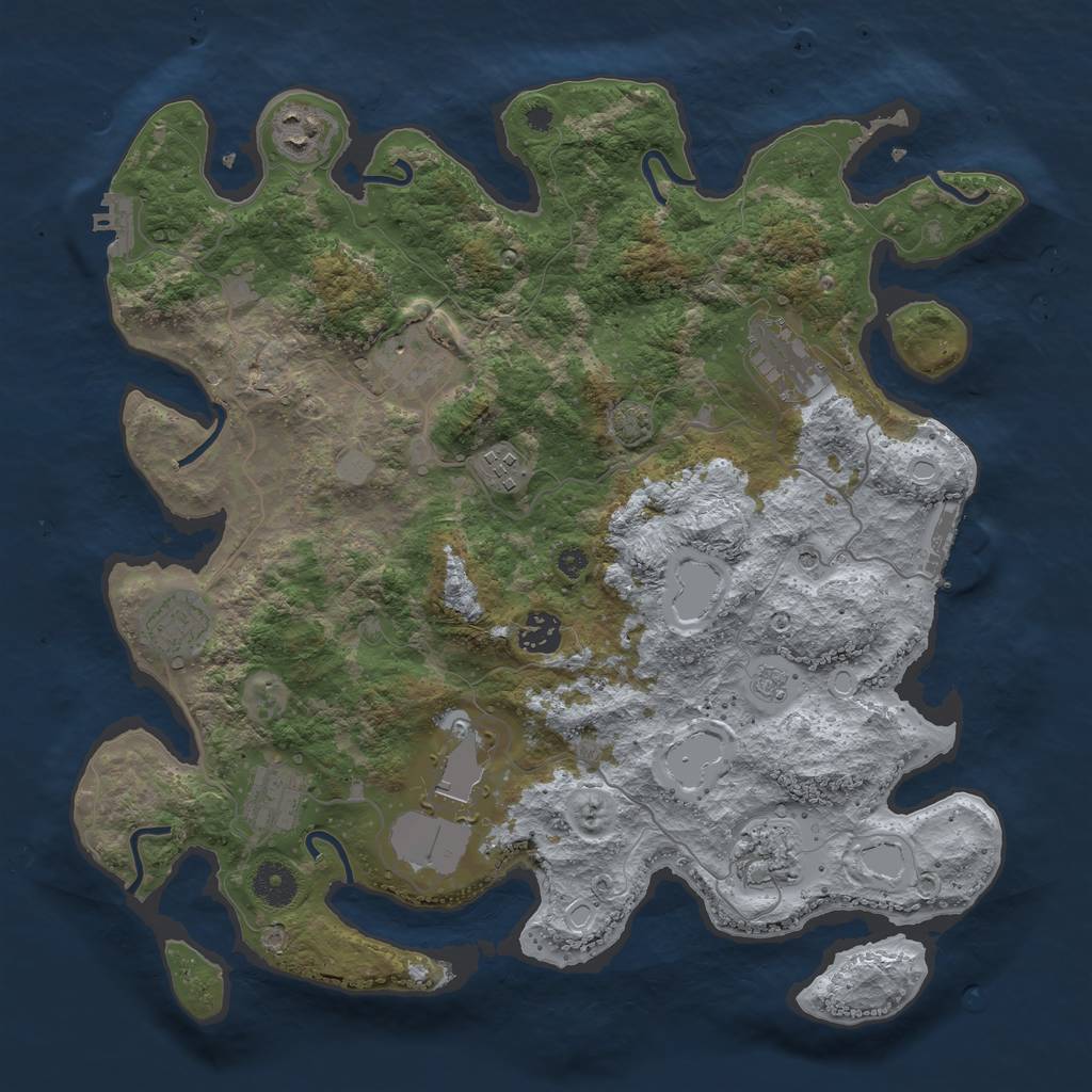 Rust Map: Procedural Map, Size: 3750, Seed: 532069167, 17 Monuments