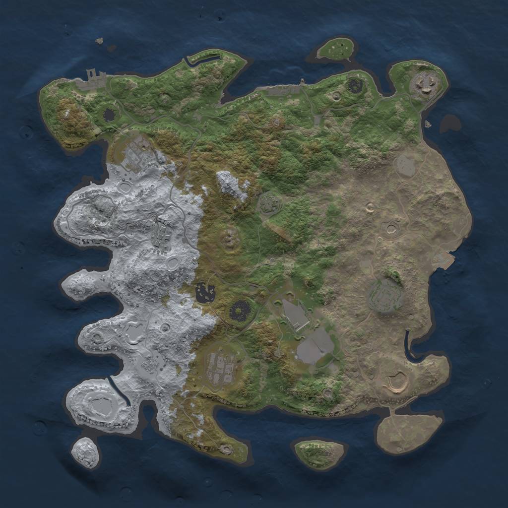 Rust Map: Procedural Map, Size: 3550, Seed: 365024044, 16 Monuments