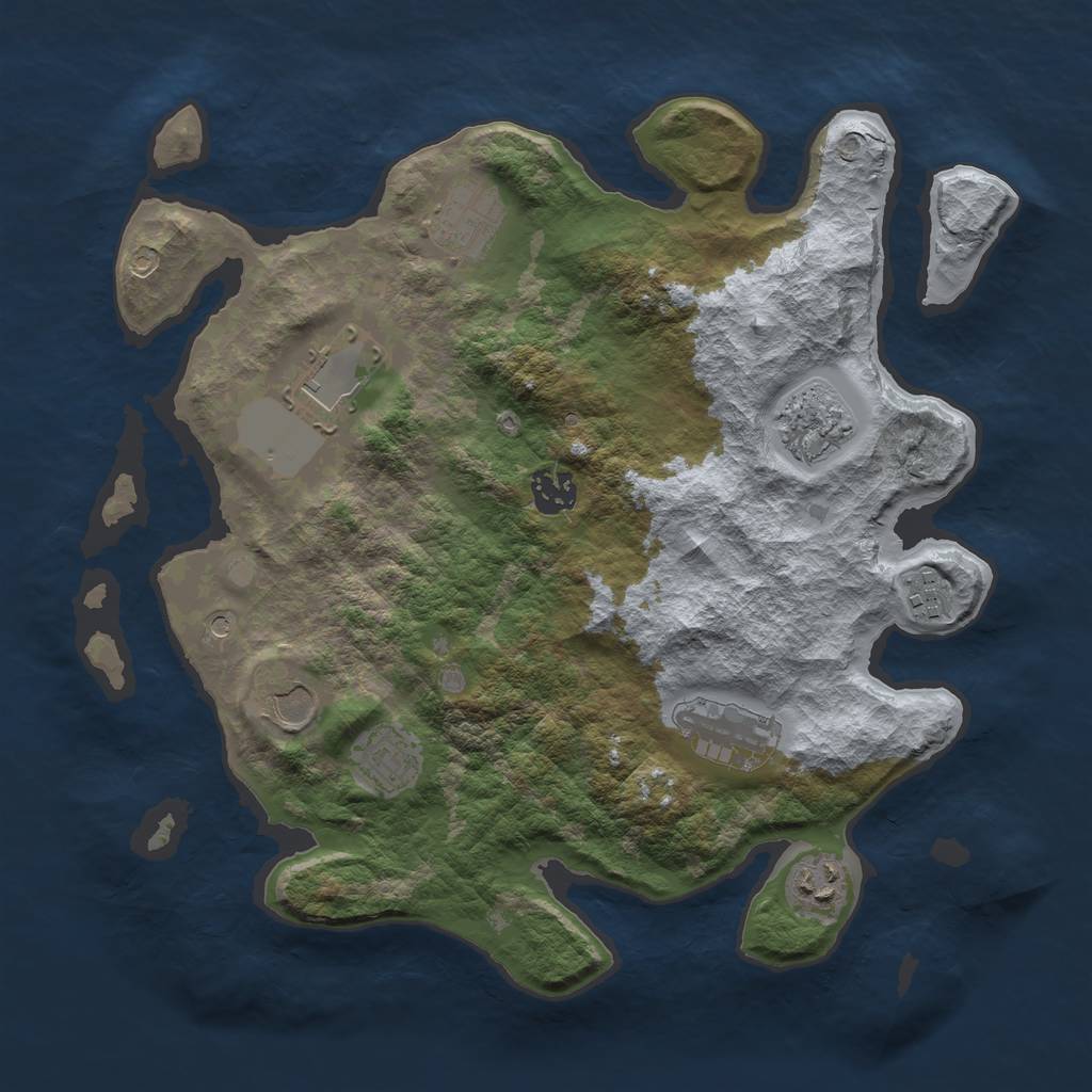 Rust Map: Barren, Size: 3500, Seed: 21404626, 12 Monuments