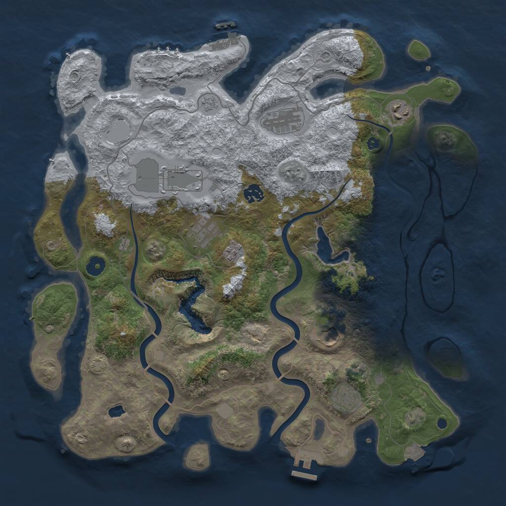 Rust Map: Procedural Map, Size: 4000, Seed: 950306, 14 Monuments