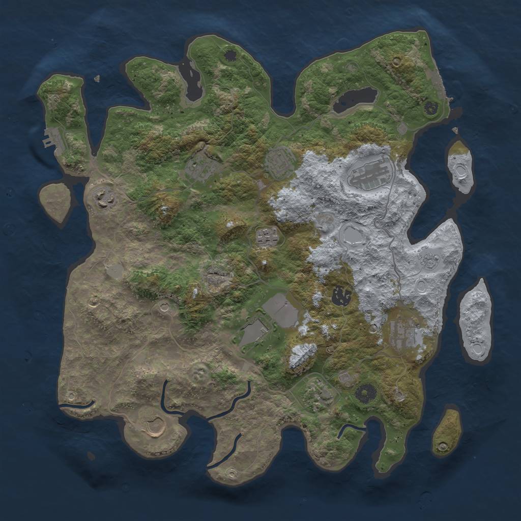 Rust Map: Procedural Map, Size: 3867, Seed: 1592963188, 17 Monuments
