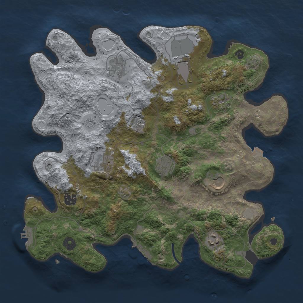Rust Map: Procedural Map, Size: 3500, Seed: 678776258, 17 Monuments