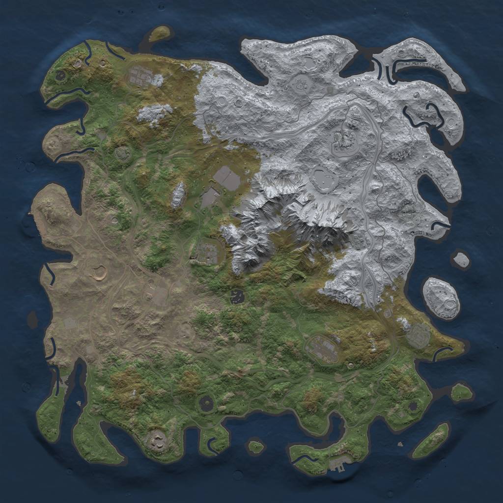 Rust Map: Procedural Map, Size: 5000, Seed: 291211427, 19 Monuments