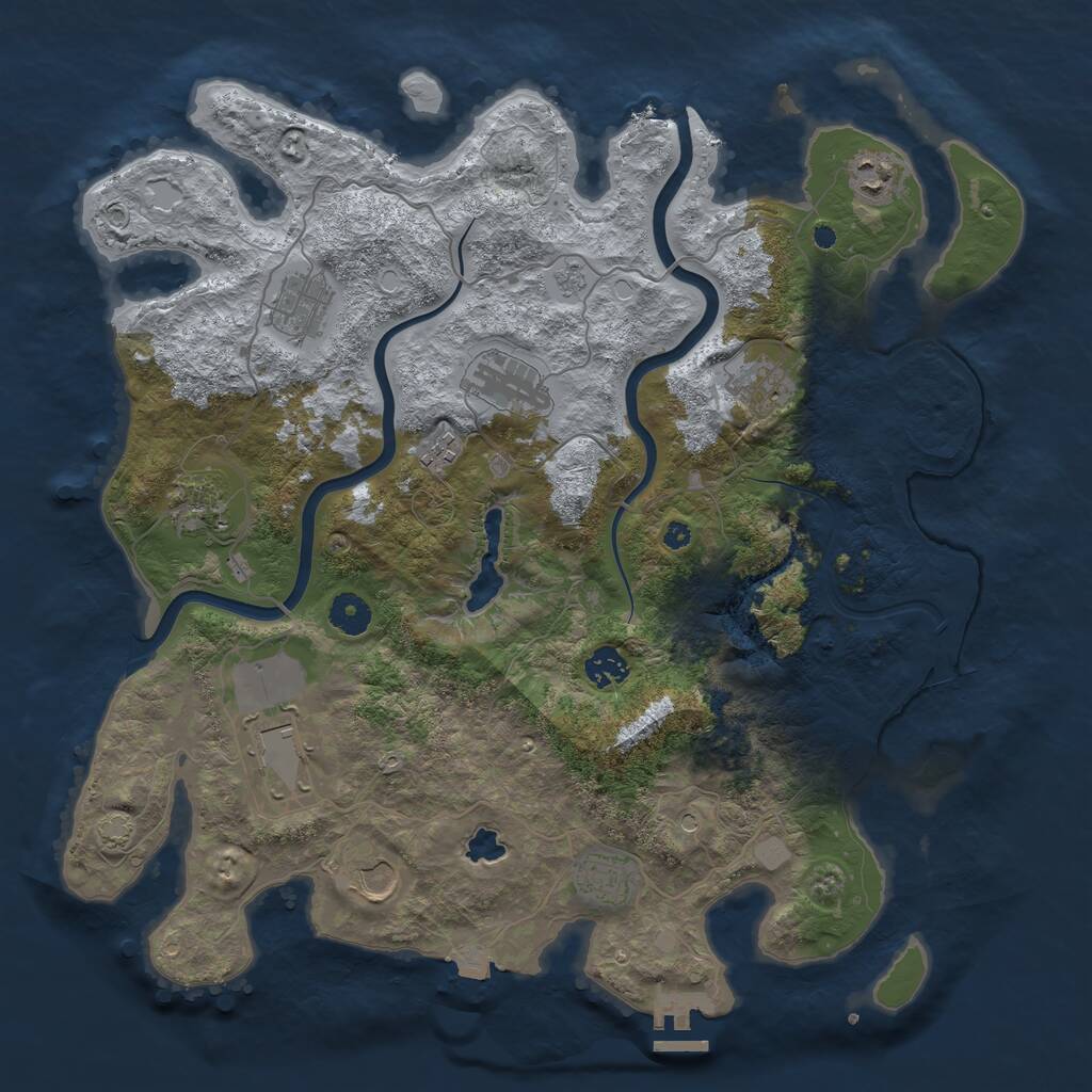 Rust Map: Procedural Map, Size: 4000, Seed: 1966234545, 15 Monuments