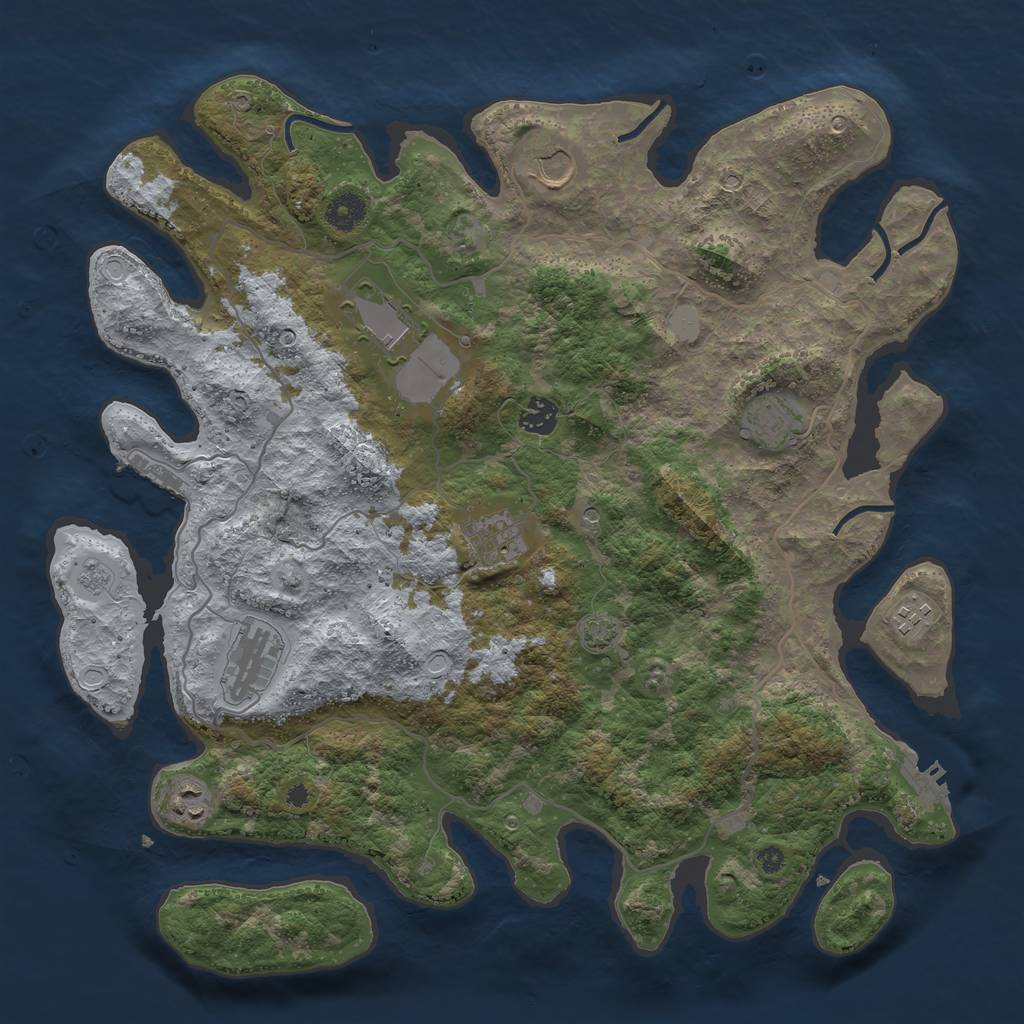 Rust Map: Procedural Map, Size: 4000, Seed: 618252, 16 Monuments