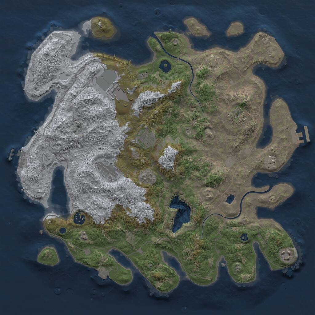 Rust Map: Procedural Map, Size: 4000, Seed: 106788456, 13 Monuments