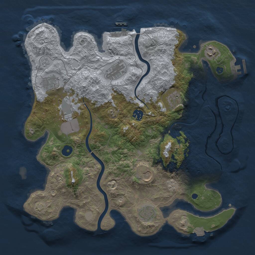 Rust Map: Procedural Map, Size: 3600, Seed: 18536821, 15 Monuments