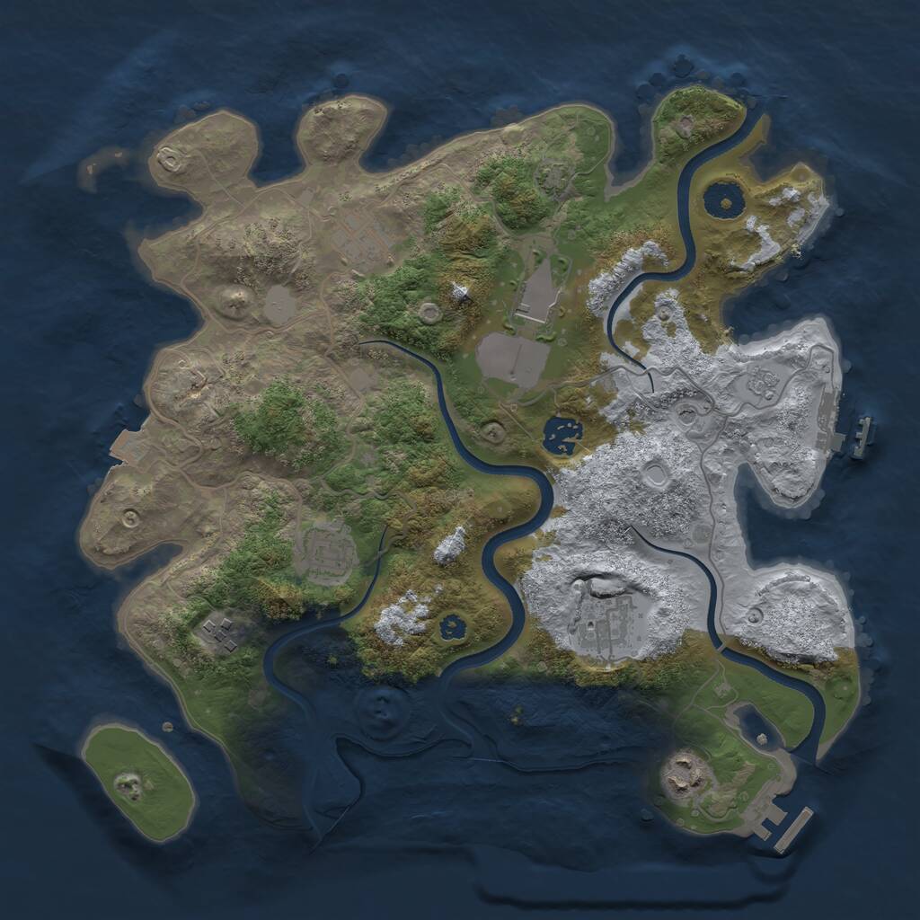 Rust Map: Procedural Map, Size: 3500, Seed: 558067013, 13 Monuments