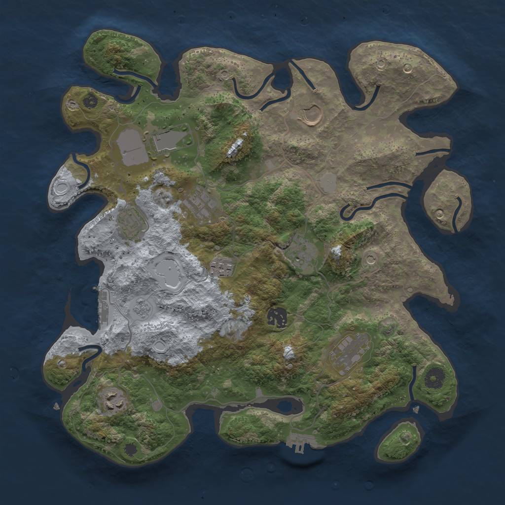 Rust Map: Procedural Map, Size: 3600, Seed: 85638484, 16 Monuments