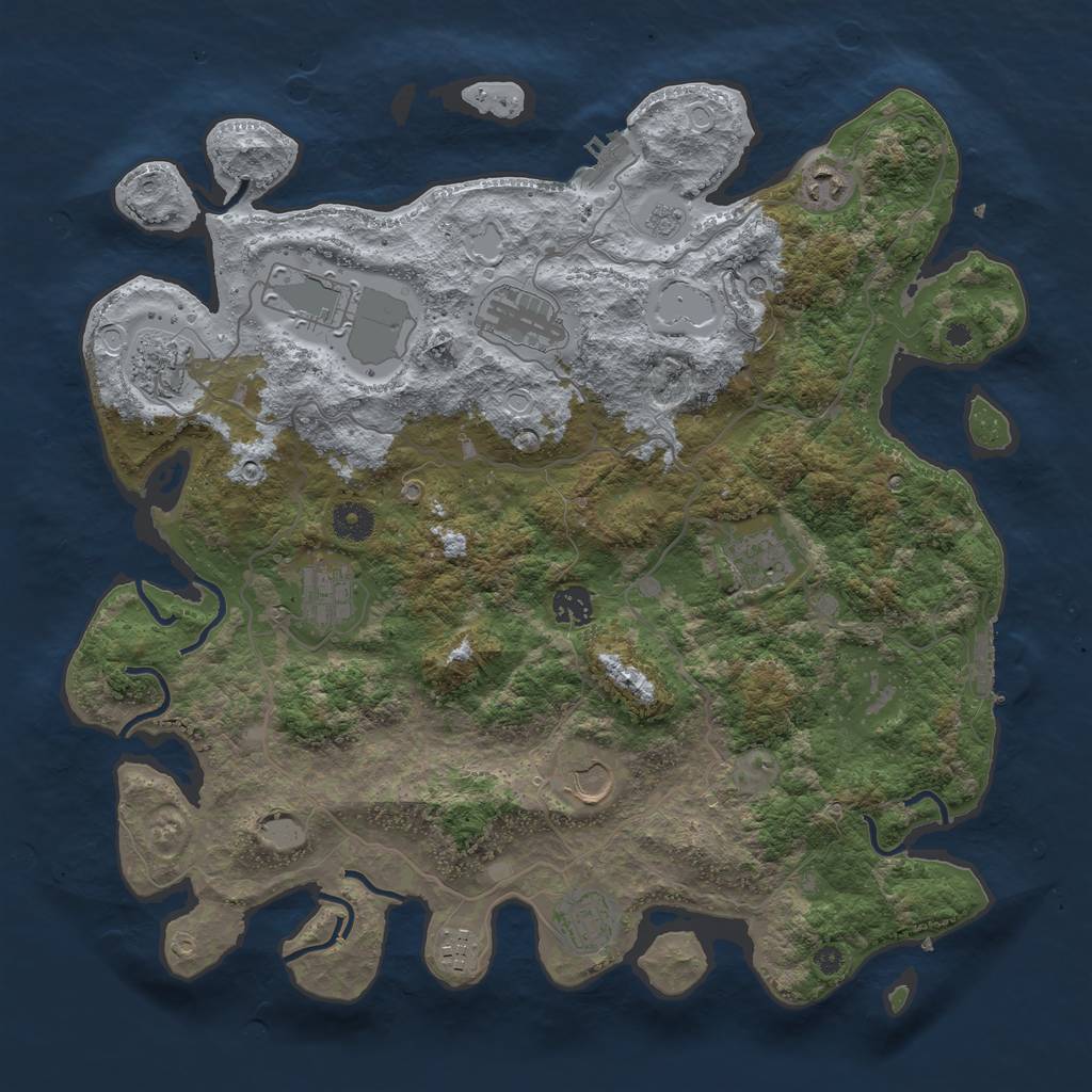 Rust Map: Procedural Map, Size: 4000, Seed: 2078014086, 17 Monuments