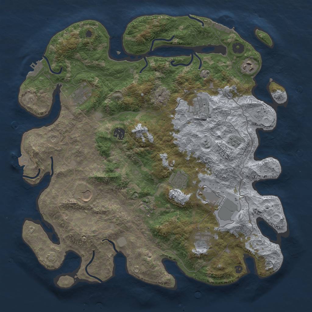 Rust Map: Procedural Map, Size: 4004, Seed: 437254631, 18 Monuments