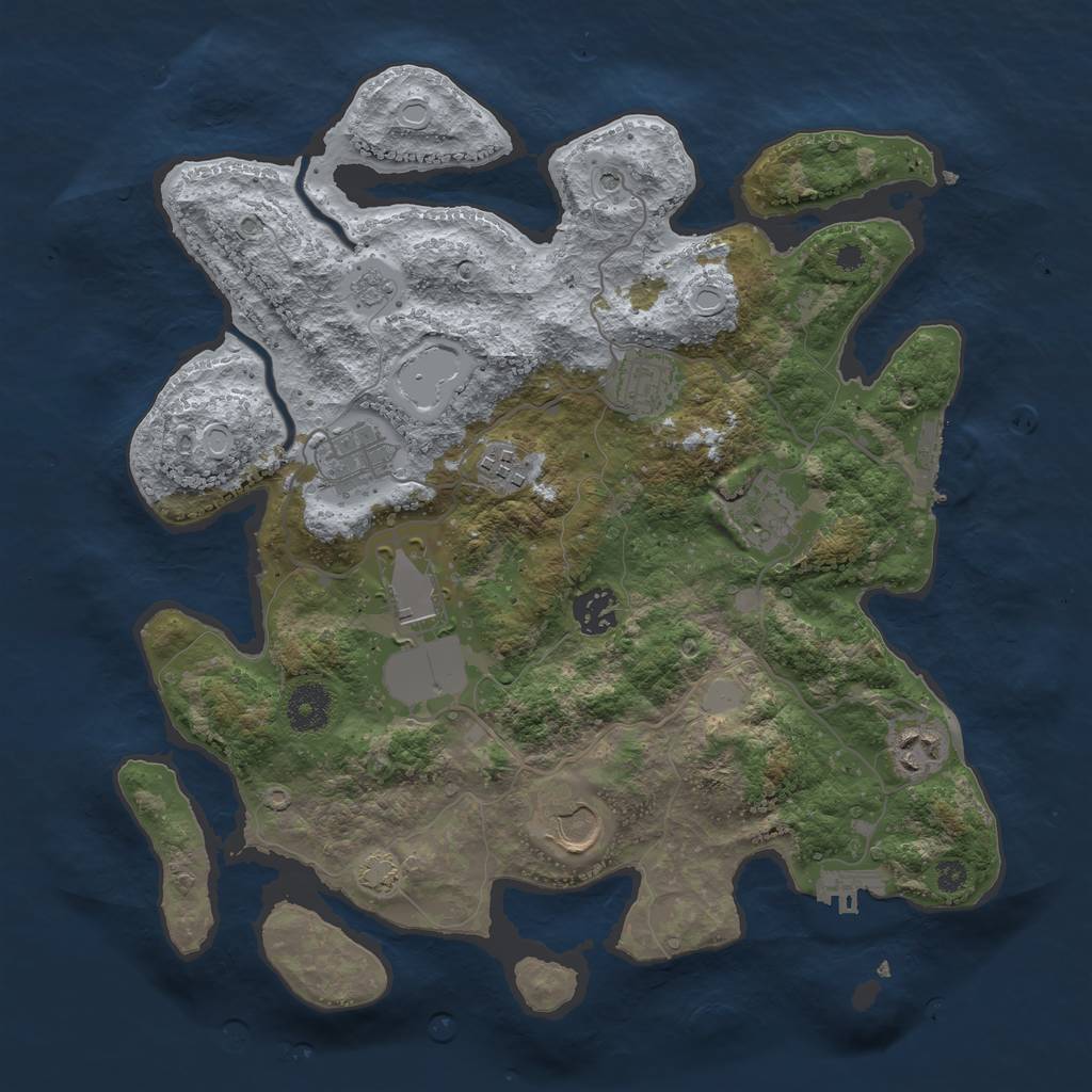 Rust Map: Procedural Map, Size: 3500, Seed: 162882, 16 Monuments