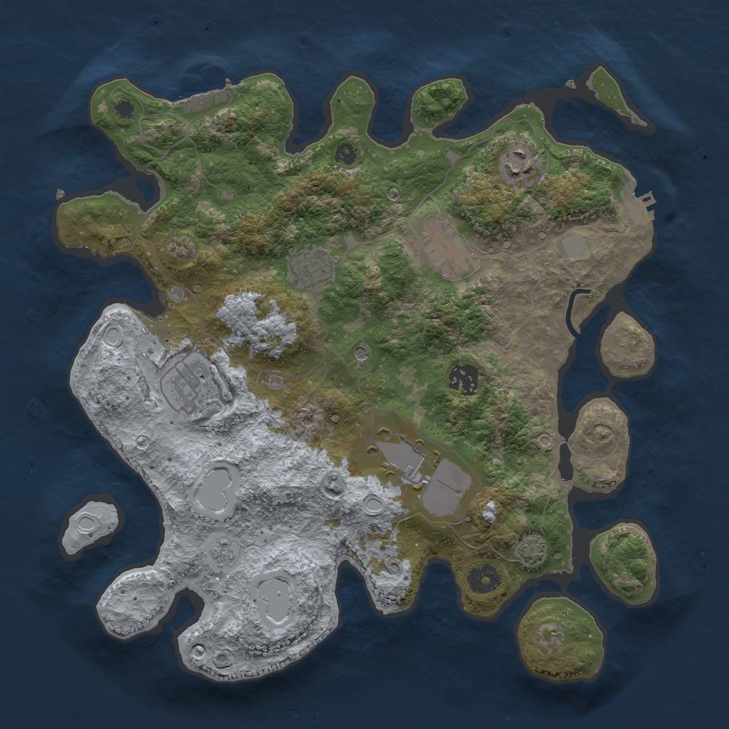 Rust Map: Procedural Map, Size: 3500, Seed: 58395881, 14 Monuments
