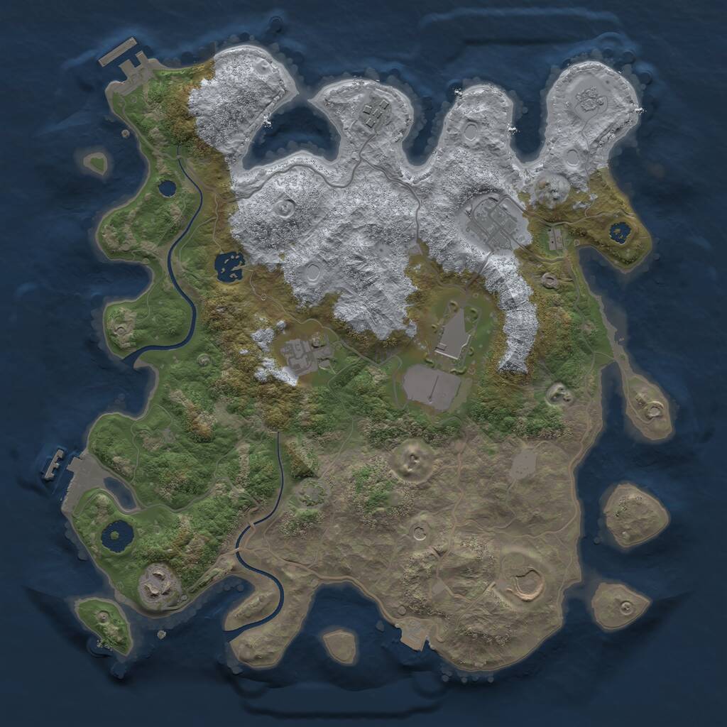 Rust Map: Procedural Map, Size: 3500, Seed: 984671565, 13 Monuments