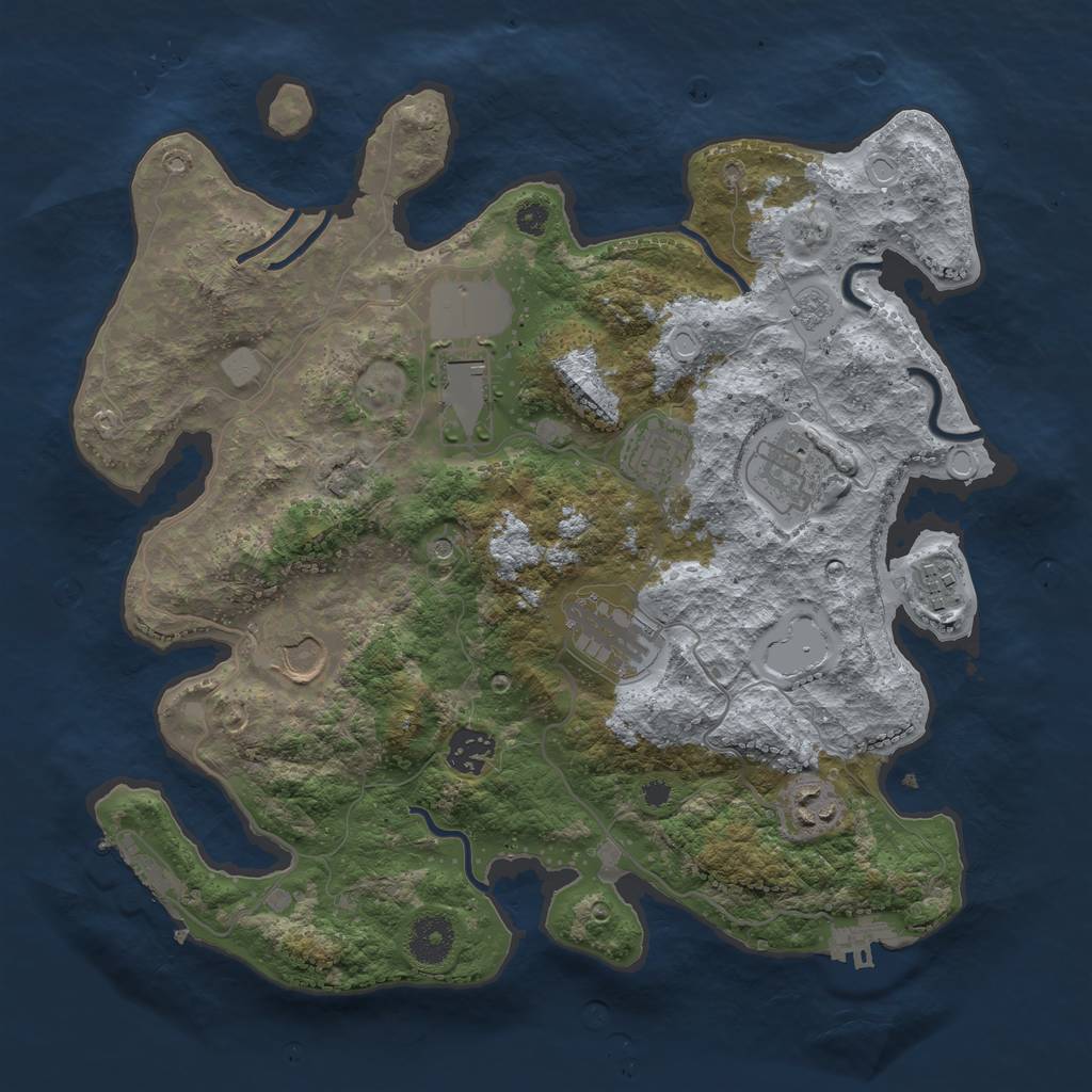 Rust Map: Procedural Map, Size: 3500, Seed: 9591, 15 Monuments
