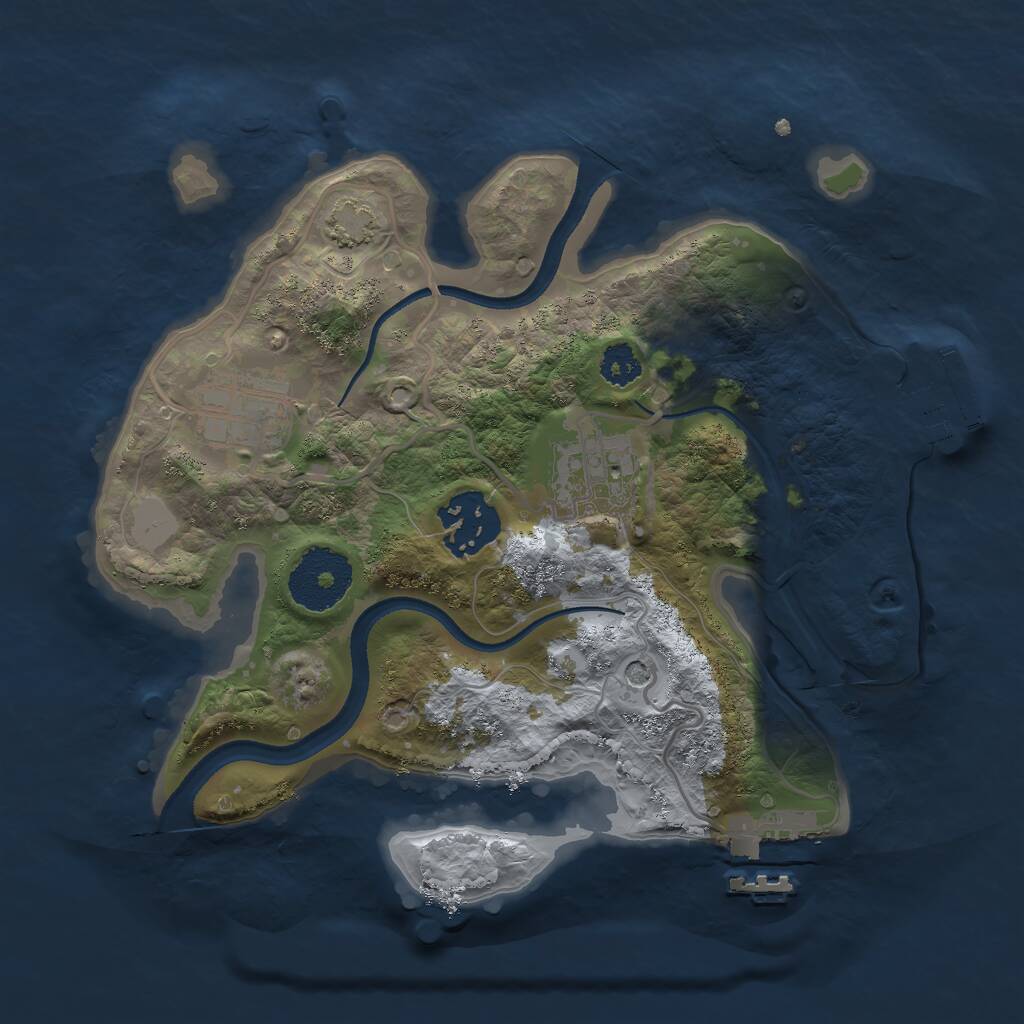 Rust Map: Procedural Map, Size: 2500, Seed: 73127131, 8 Monuments