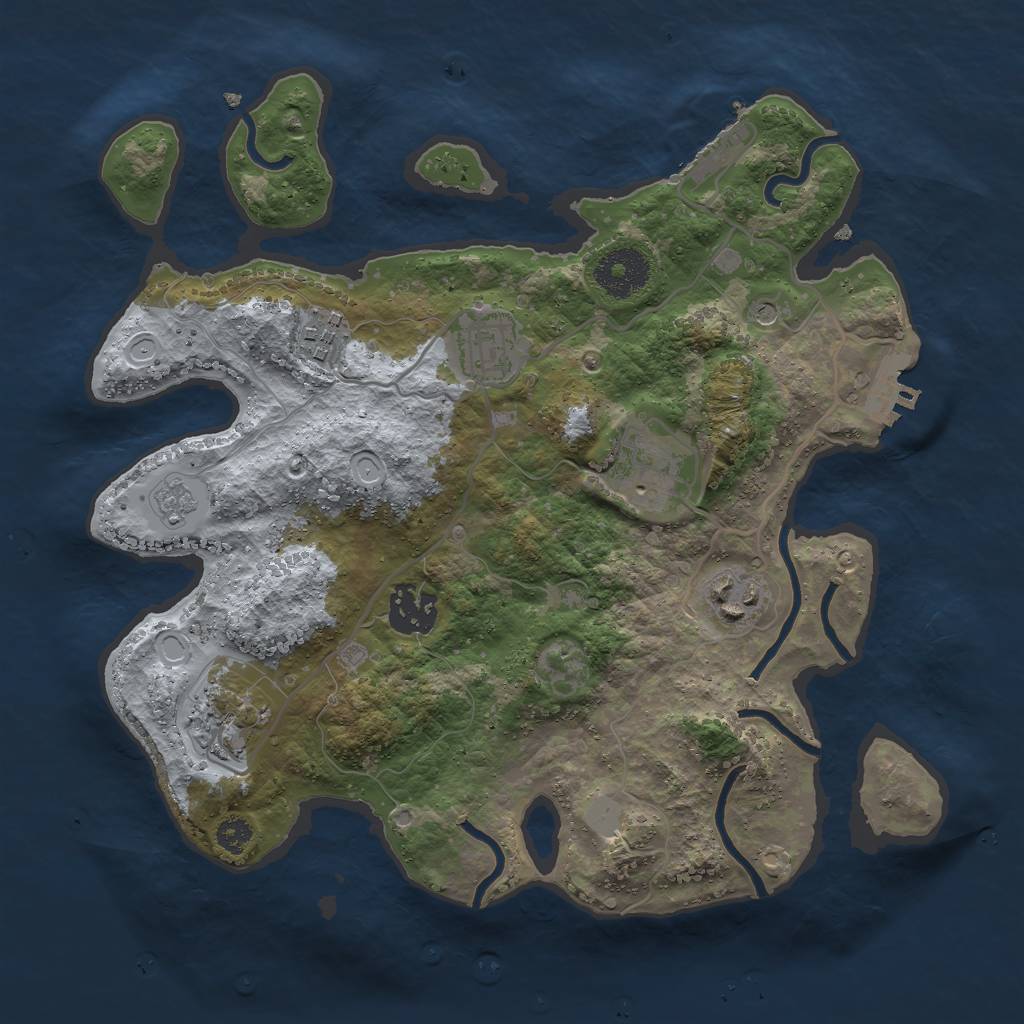 Rust Map: Procedural Map, Size: 3001, Seed: 694840, 13 Monuments
