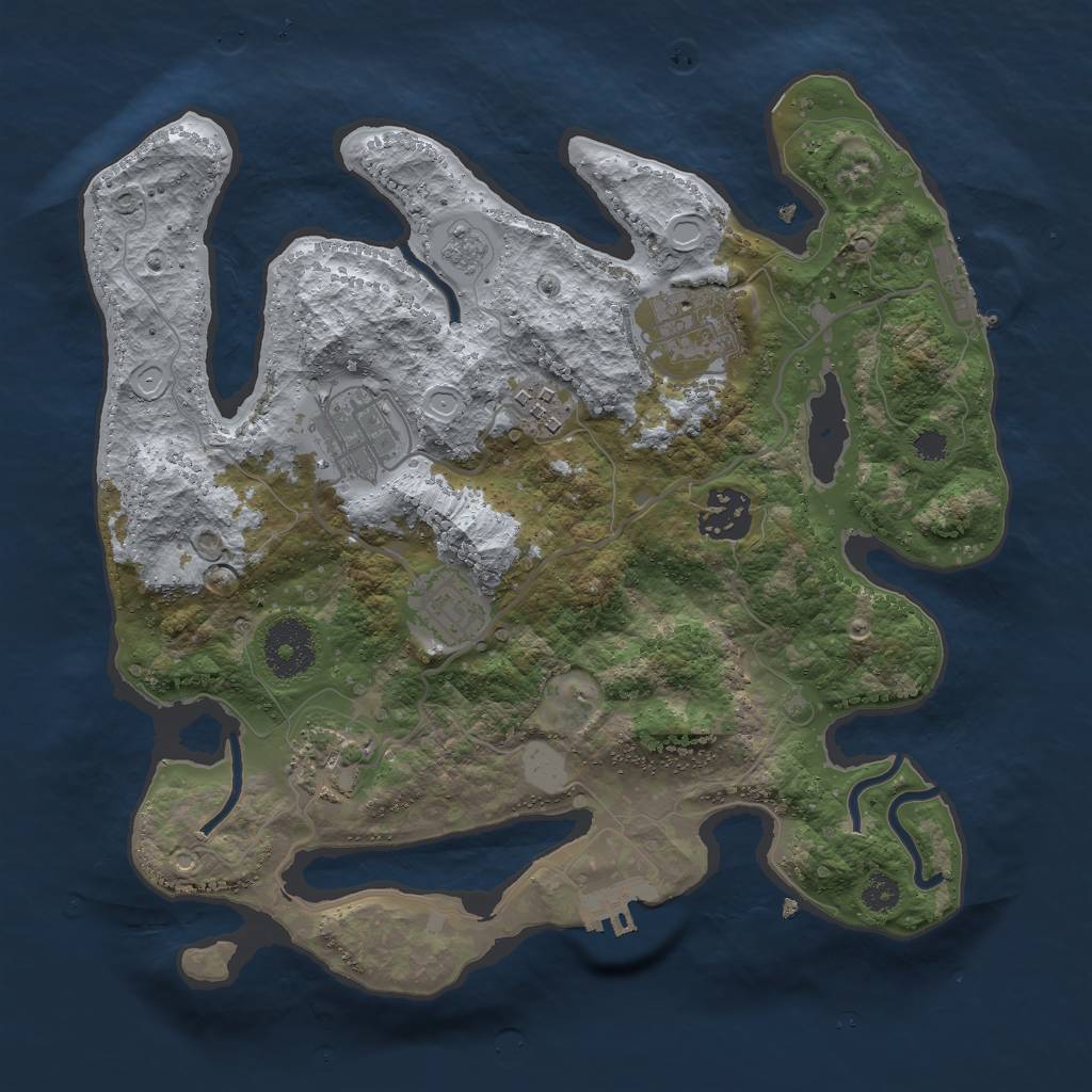 Rust Map: Procedural Map, Size: 3000, Seed: 1304370141, 12 Monuments