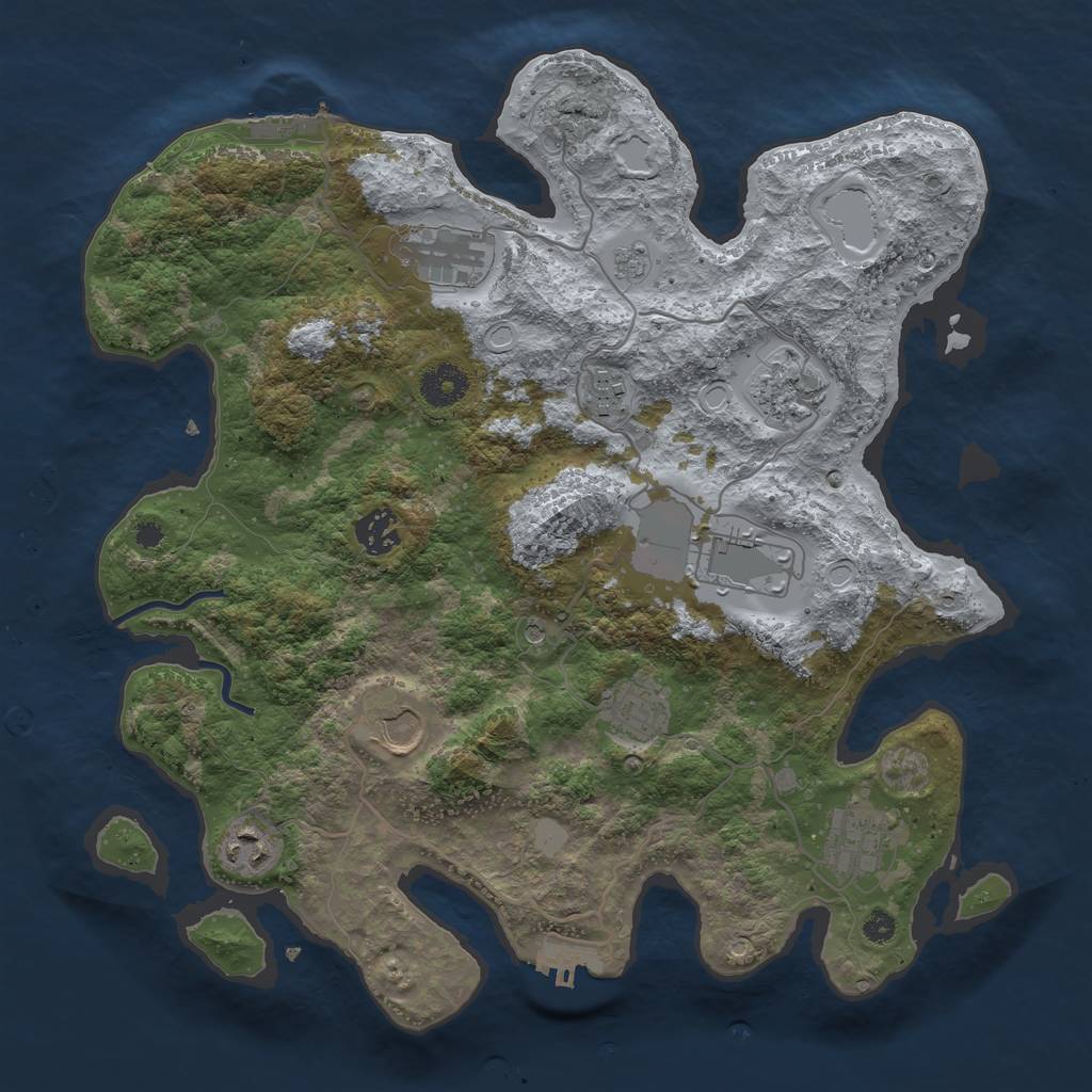 Rust Map: Procedural Map, Size: 3600, Seed: 21803, 16 Monuments