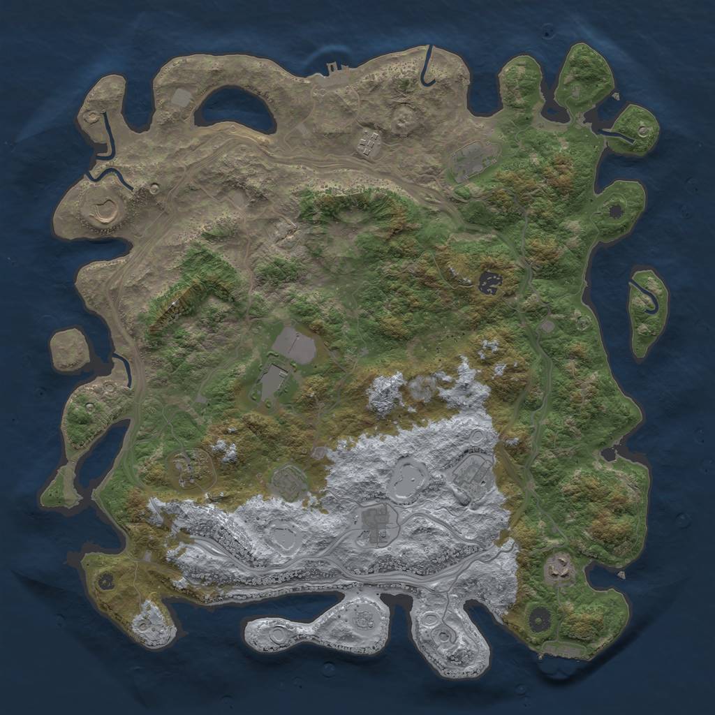 Rust Map: Procedural Map, Size: 4500, Seed: 348398533, 17 Monuments