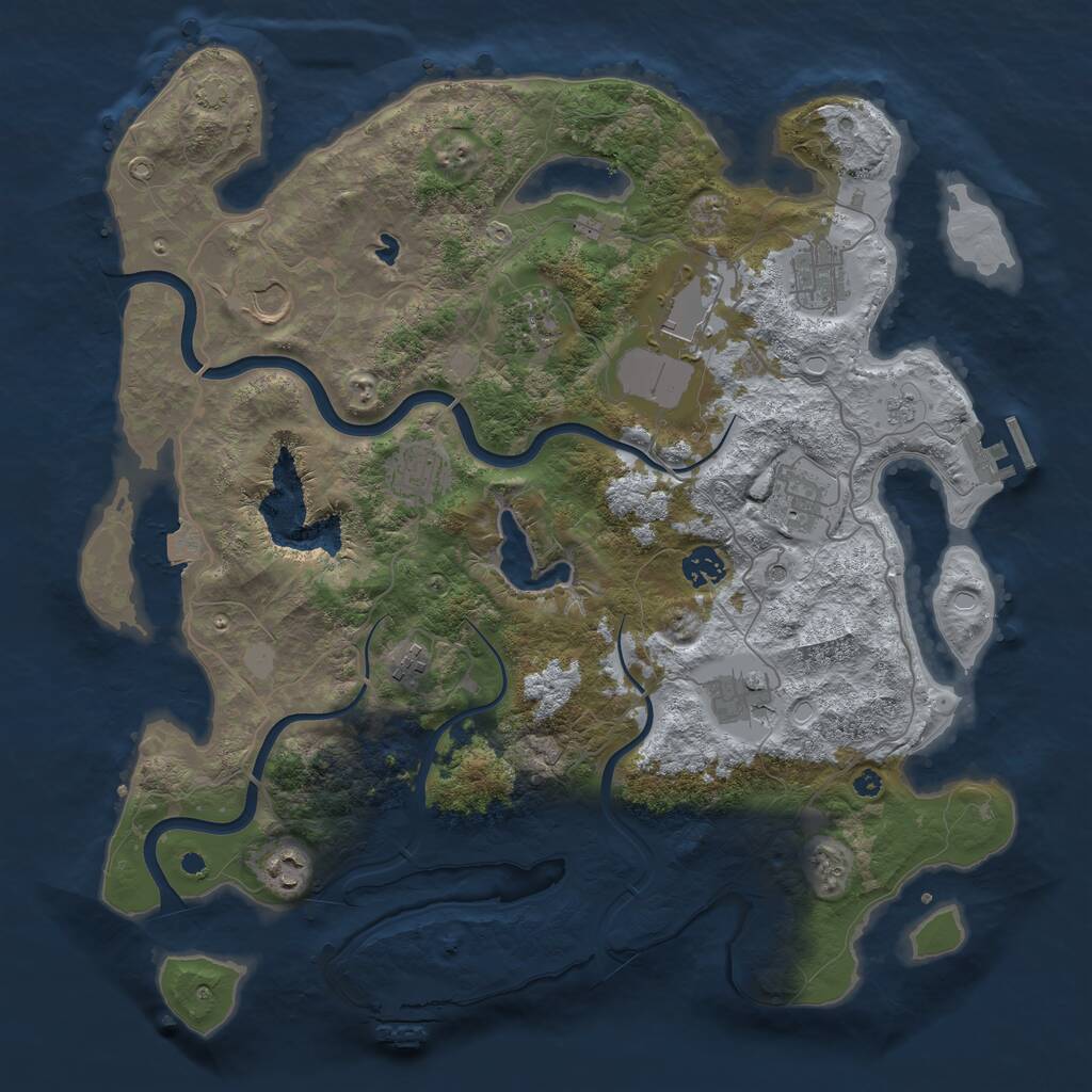 Rust Map: Procedural Map, Size: 4000, Seed: 2374623, 16 Monuments