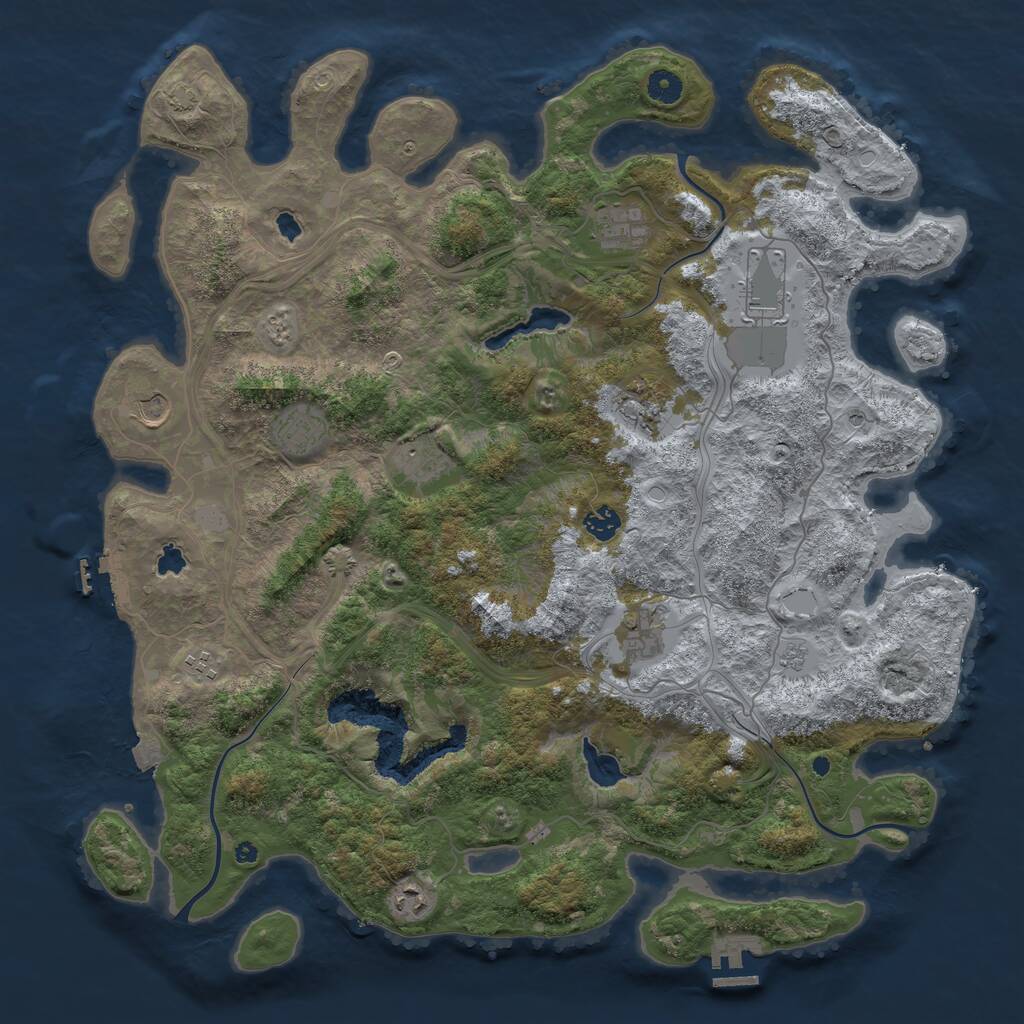 Rust Map: Procedural Map, Size: 4500, Seed: 101687, 16 Monuments