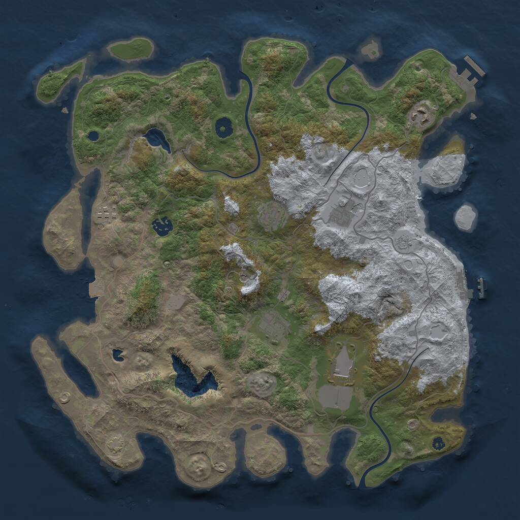 Rust Map: Procedural Map, Size: 4050, Seed: 2020221933, 13 Monuments