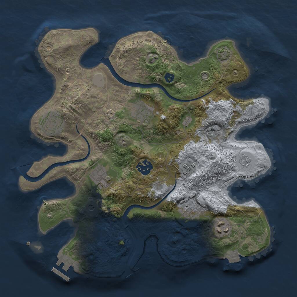 Rust Map: Procedural Map, Size: 3000, Seed: 49916095, 12 Monuments
