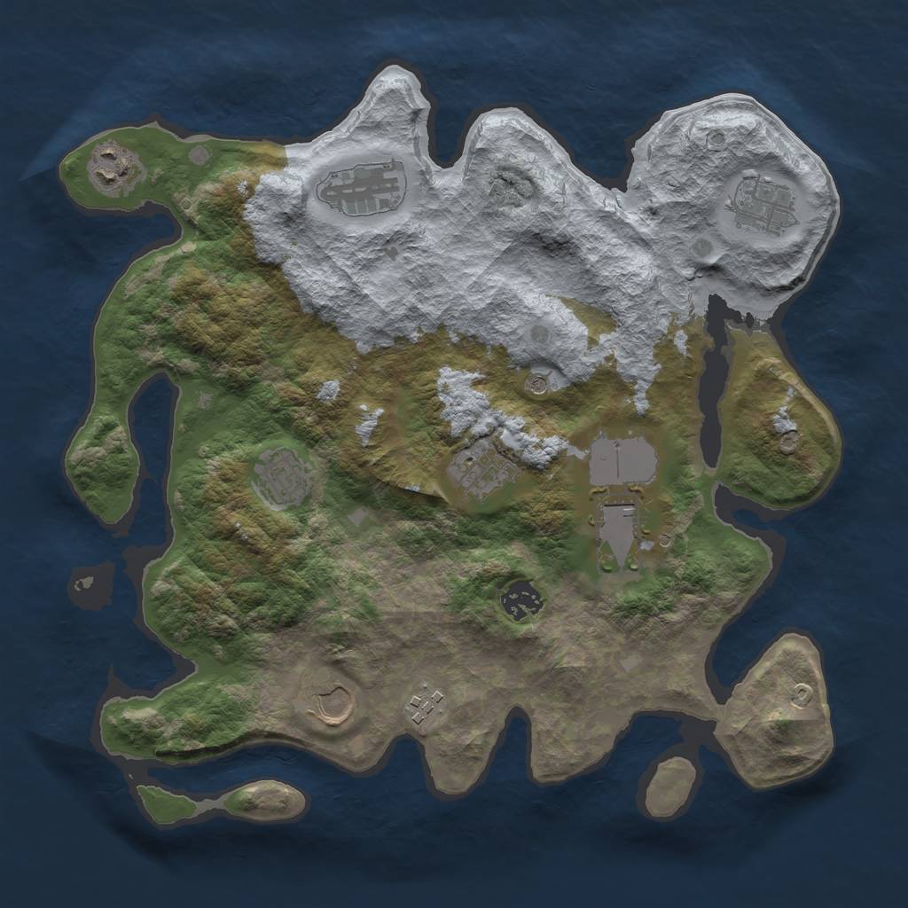 Rust Map: Barren, Size: 3500, Seed: 536983550, 12 Monuments